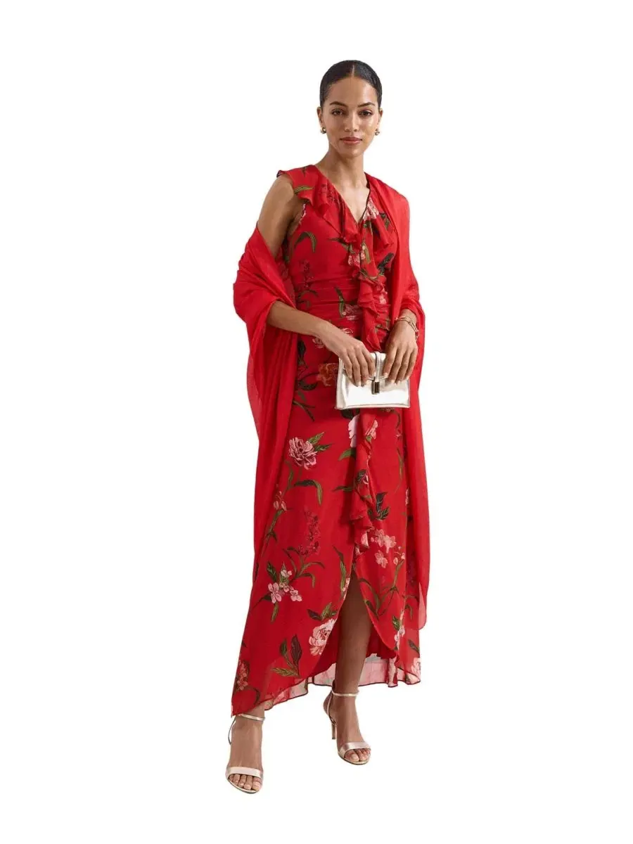 Платье Mae Floral Maxi V-Neck Phase Eight — изображение 6 из 7, красный