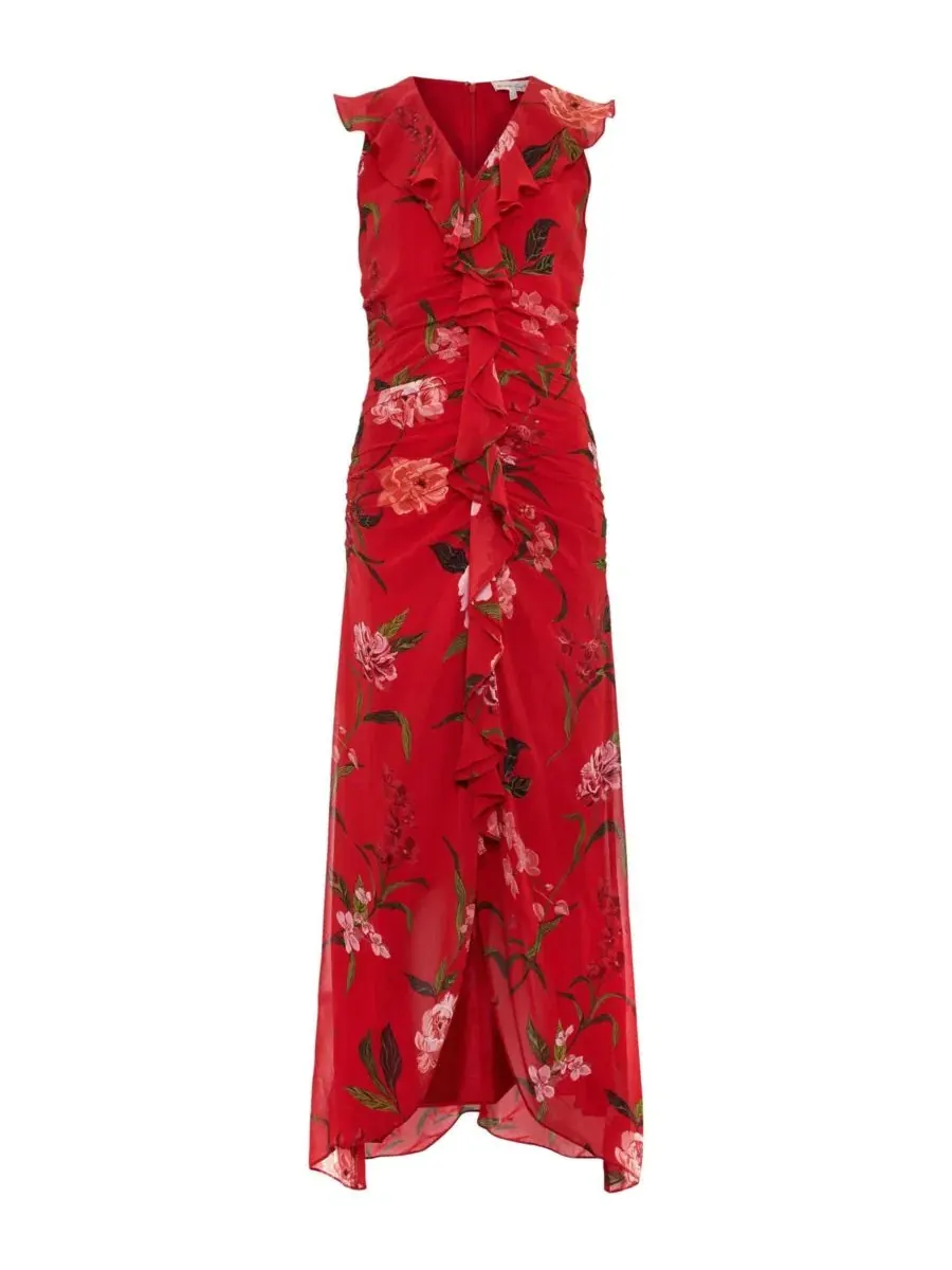 Платье Mae Floral Maxi V-Neck Phase Eight — изображение 7 из 7, красный