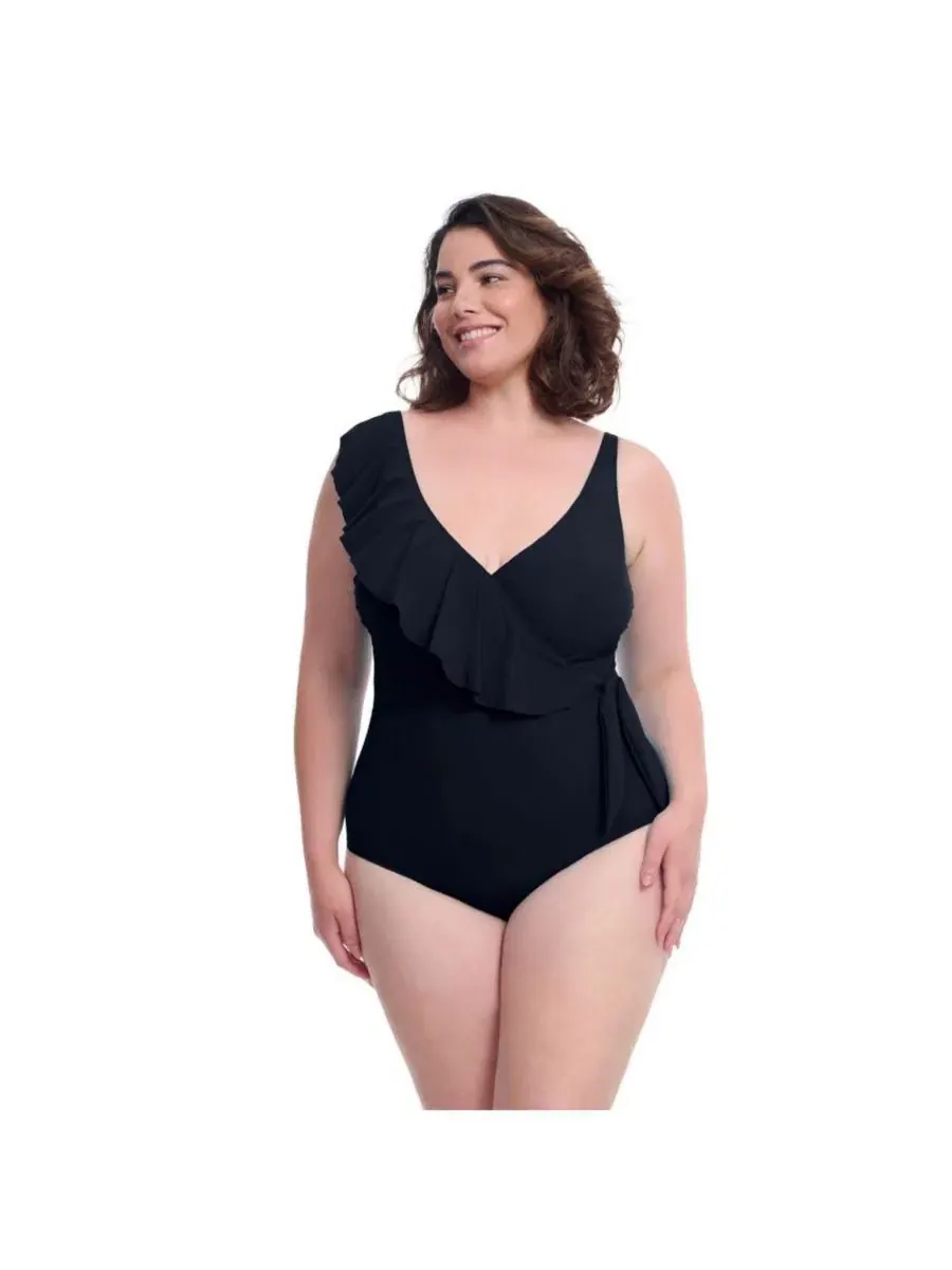 Женский цельный купальник Tutti Frutti с оборками Surplice Profile By Gottex — изображение 1 из 3, черный
