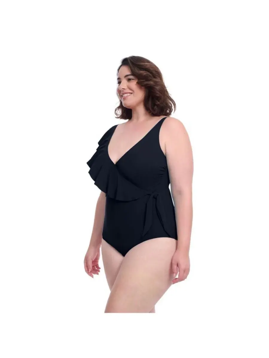 Женский цельный купальник Tutti Frutti с оборками Surplice Profile By Gottex — изображение 2 из 3, черный