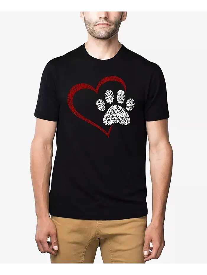 Paw Heart — мужская футболка премиум-класса Word Art LA Pop Art — изображение 1 из 4, черный