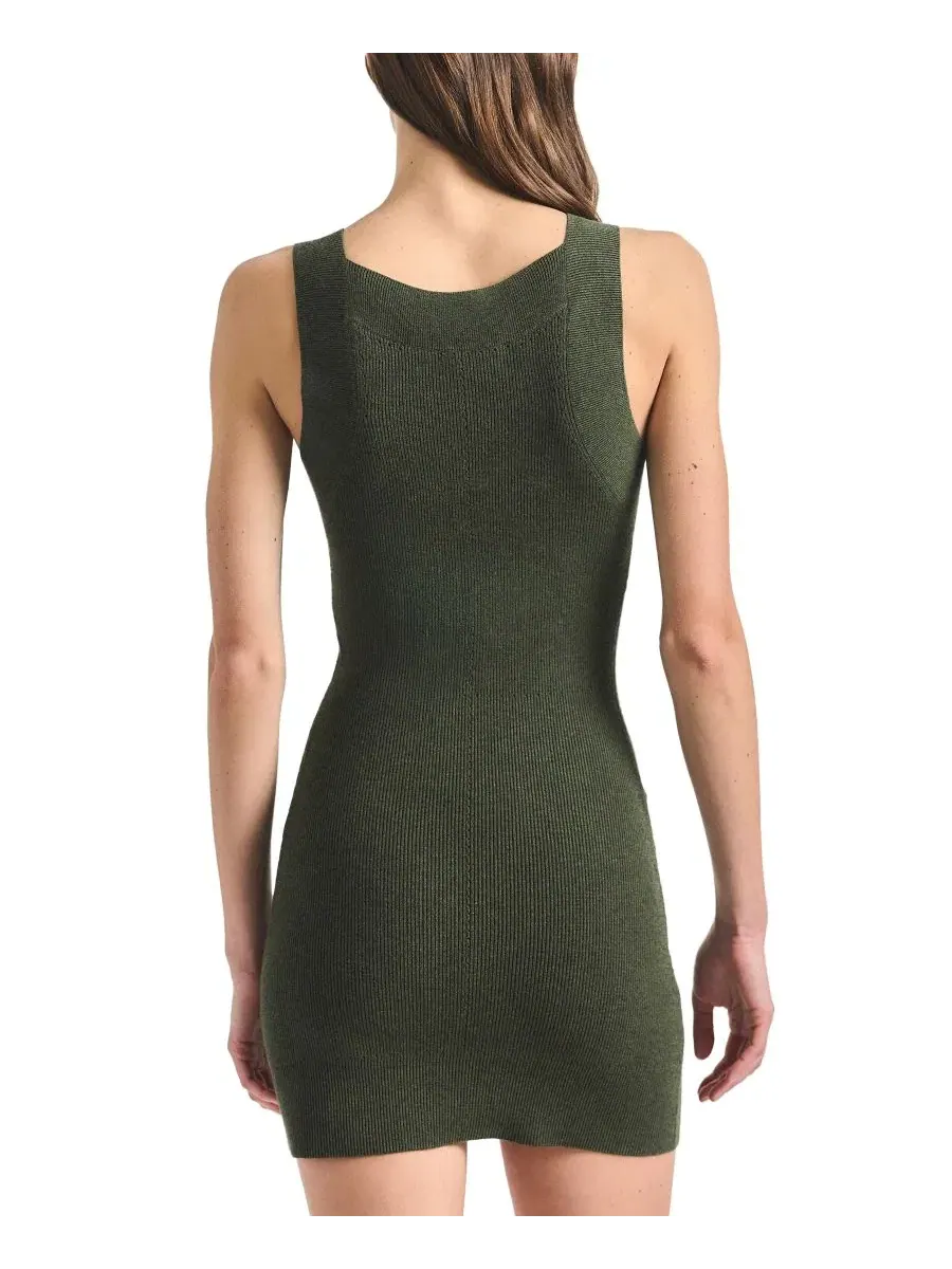 Платье-миди с открытыми плечами Kamila Compact Knit Sleeveless Bodycon Derek Lam 10 Crosby — изображение 3 из 3, оливковый