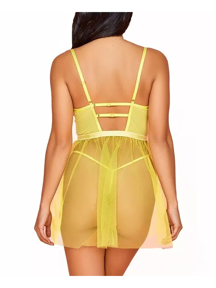 Женский комплект нижнего белья Babydoll из 2 предметов из органзы с цветочным кружевным лифом Hauty — изображение 3 из 3