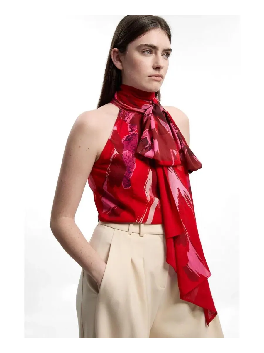 Топ с завязкой на шее без рукавов Karen Millen — изображение 2 из 4, мульти