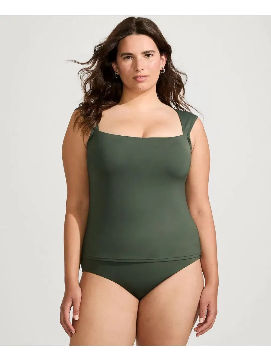 Танкини с квадратным вырезом и встроенным бюстгальтером, Plus Size Lands' End