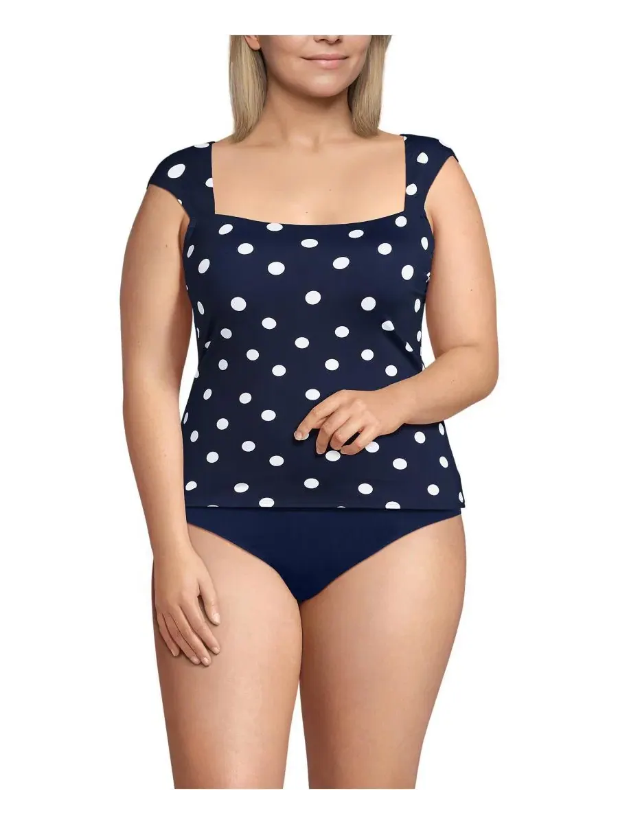 Танкини с квадратным вырезом и встроенным бюстгальтером, Plus Size Lands' End