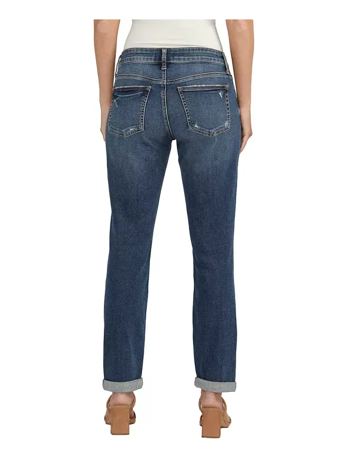 Женские джинсы Boyfriend Mid Rise Slim Leg Silver Jeans Co. — изображение 2 из 4, синий