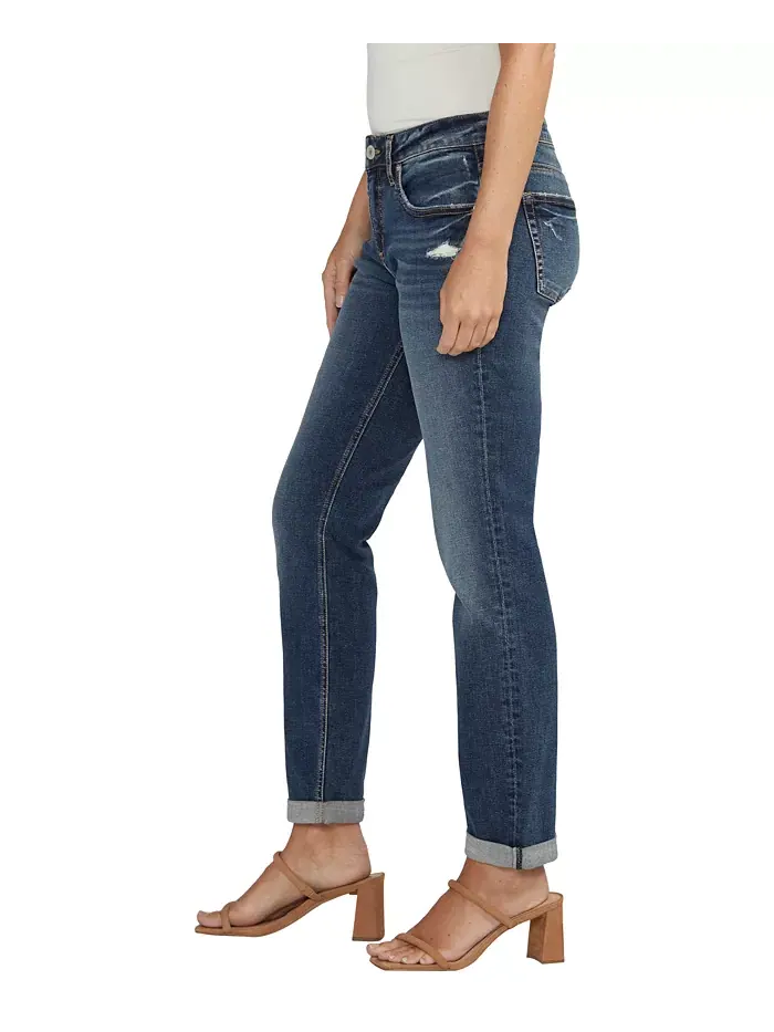 Женские джинсы Boyfriend Mid Rise Slim Leg Silver Jeans Co. — изображение 3 из 4, синий