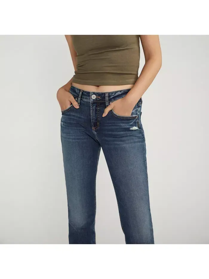 Женские джинсы Boyfriend Mid Rise Slim Leg Silver Jeans Co. — изображение 4 из 4, синий