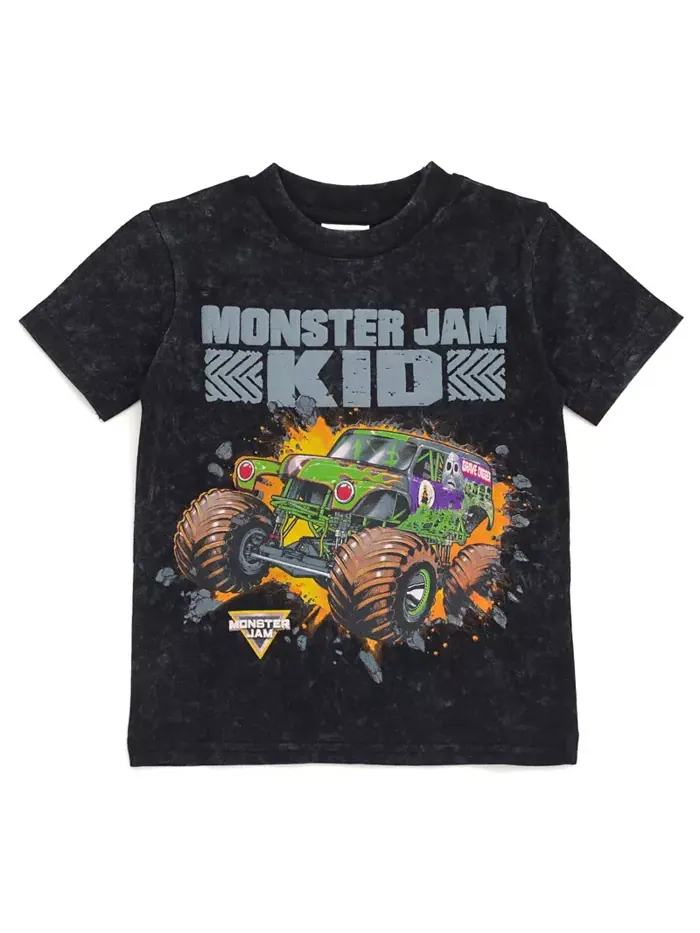 Футболка для мальчиков Vintage Wash в семейном стиле Monster Jam — изображение 1 из 1, черный