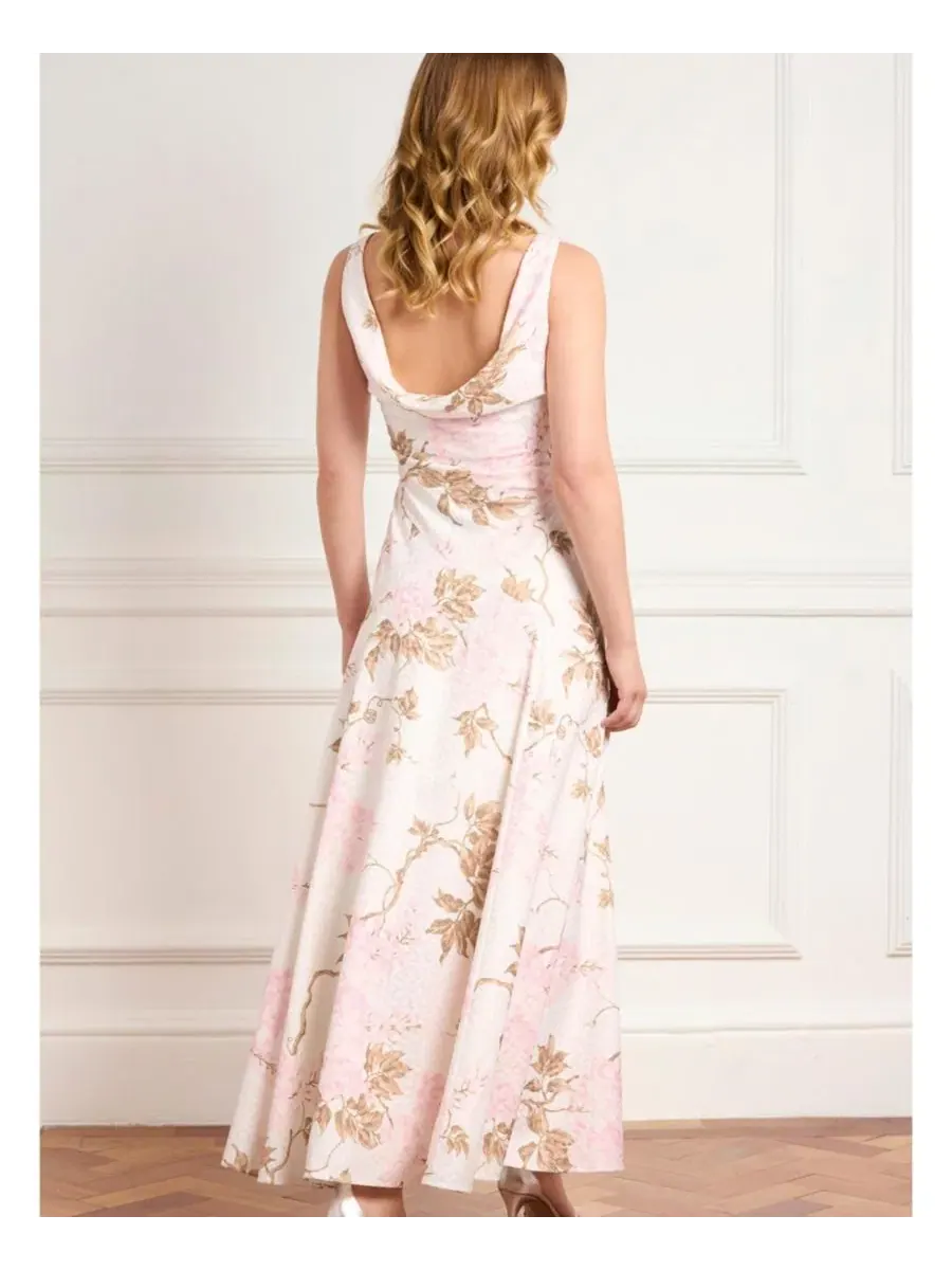 Платье с драпированным воротником-качели и жаккардовым принтом Wisteria Jacquard Needle & Thread — изображение 2 из 4