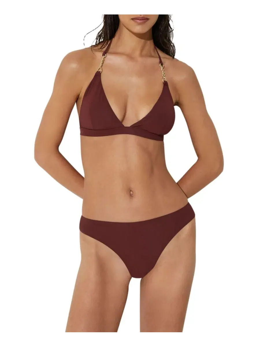 Топ бикини с треугольными чашками и фурнитурой золотистого цвета Ruby Trim Detail Triangle Bikini — изображение 1 из 5