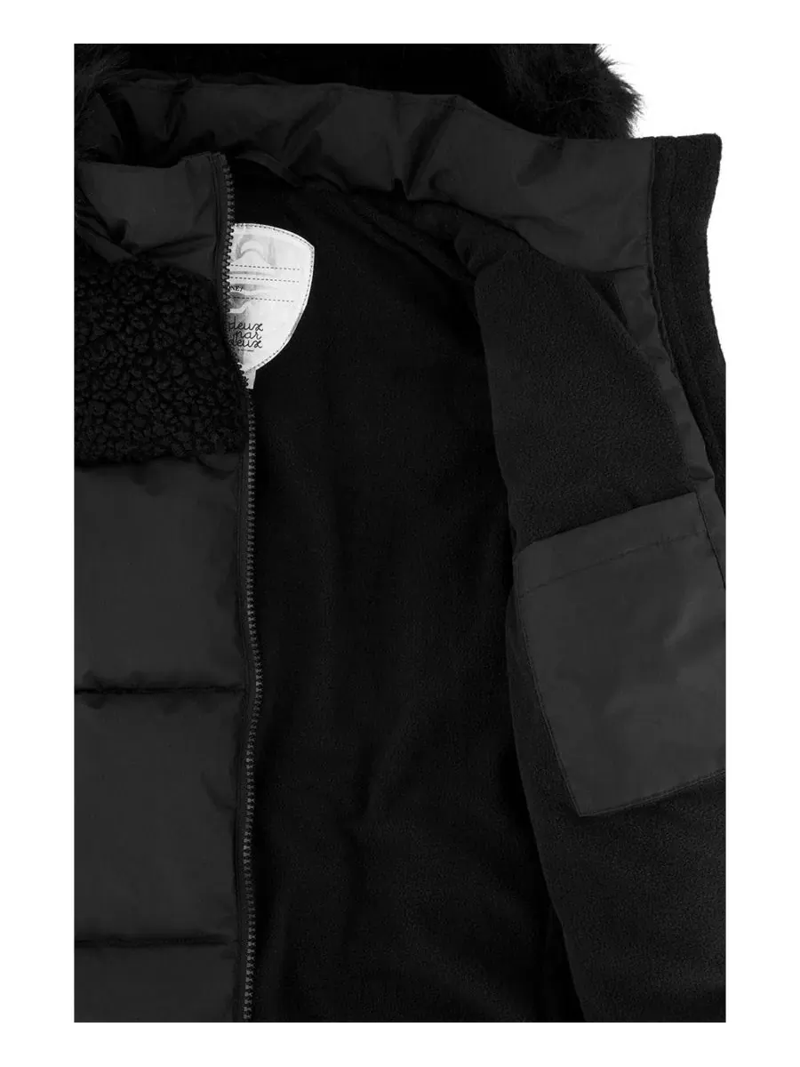 Детский зимний пуховик с капюшоном Transition and Mid-Season Outerwear Deux par Deux — изображение 5 из 5, черный