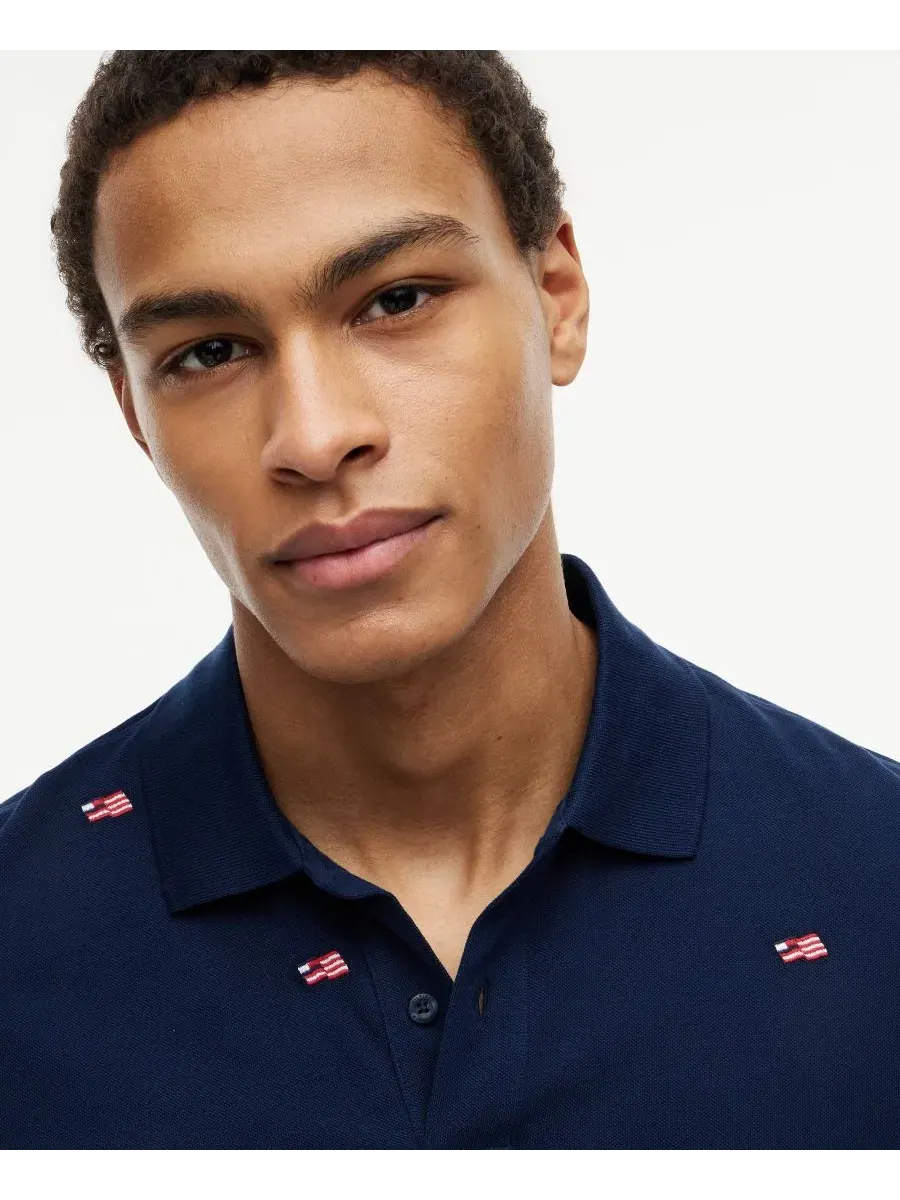 Поло с вышивкой Critter Tommy Hilfiger — изображение 3 из 4, темно-синий
