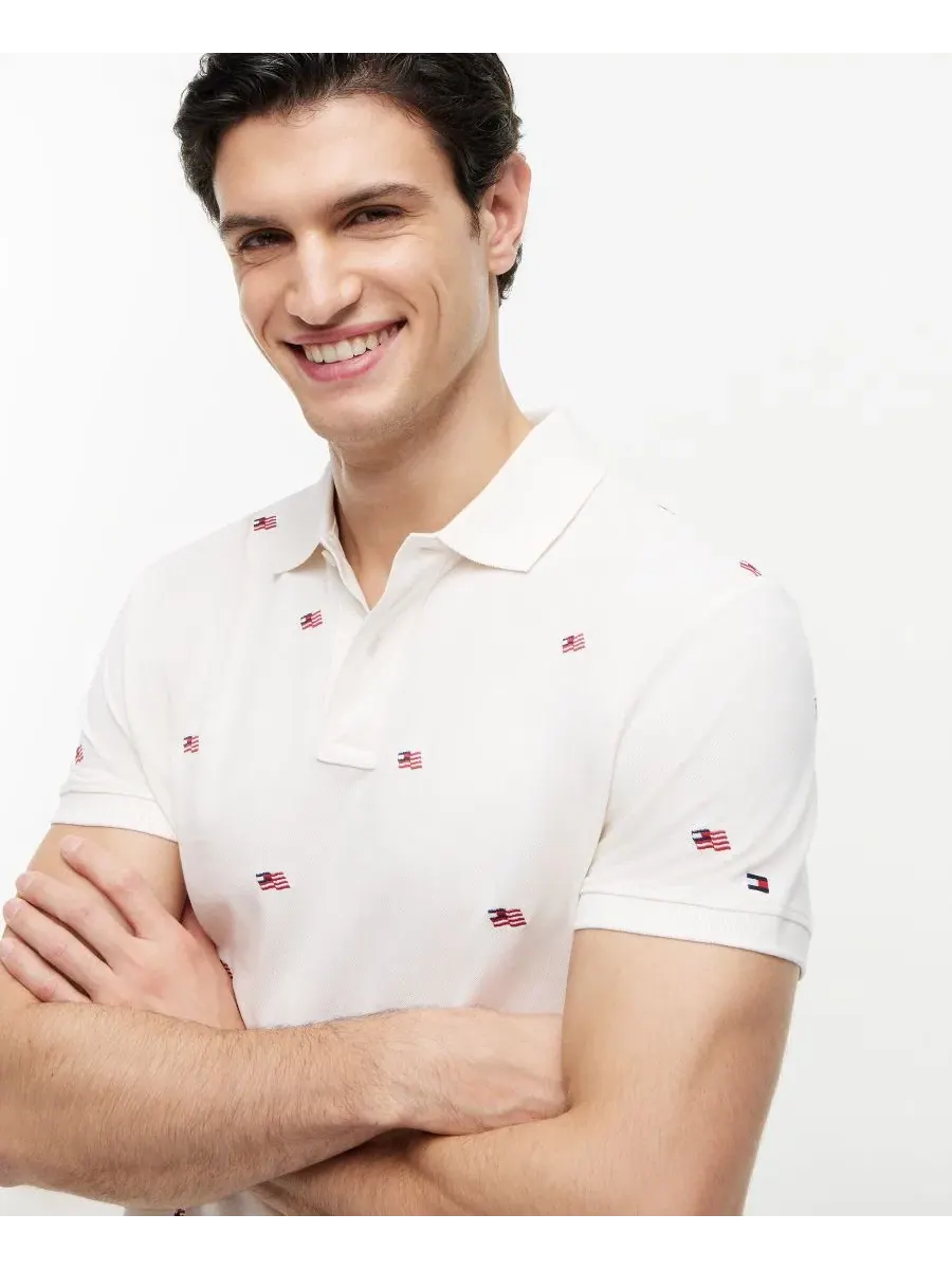 Мужская поло-рубашка с вышивкой Embroidered Critter Tommy Hilfiger — изображение 3 из 4, слоновая кость