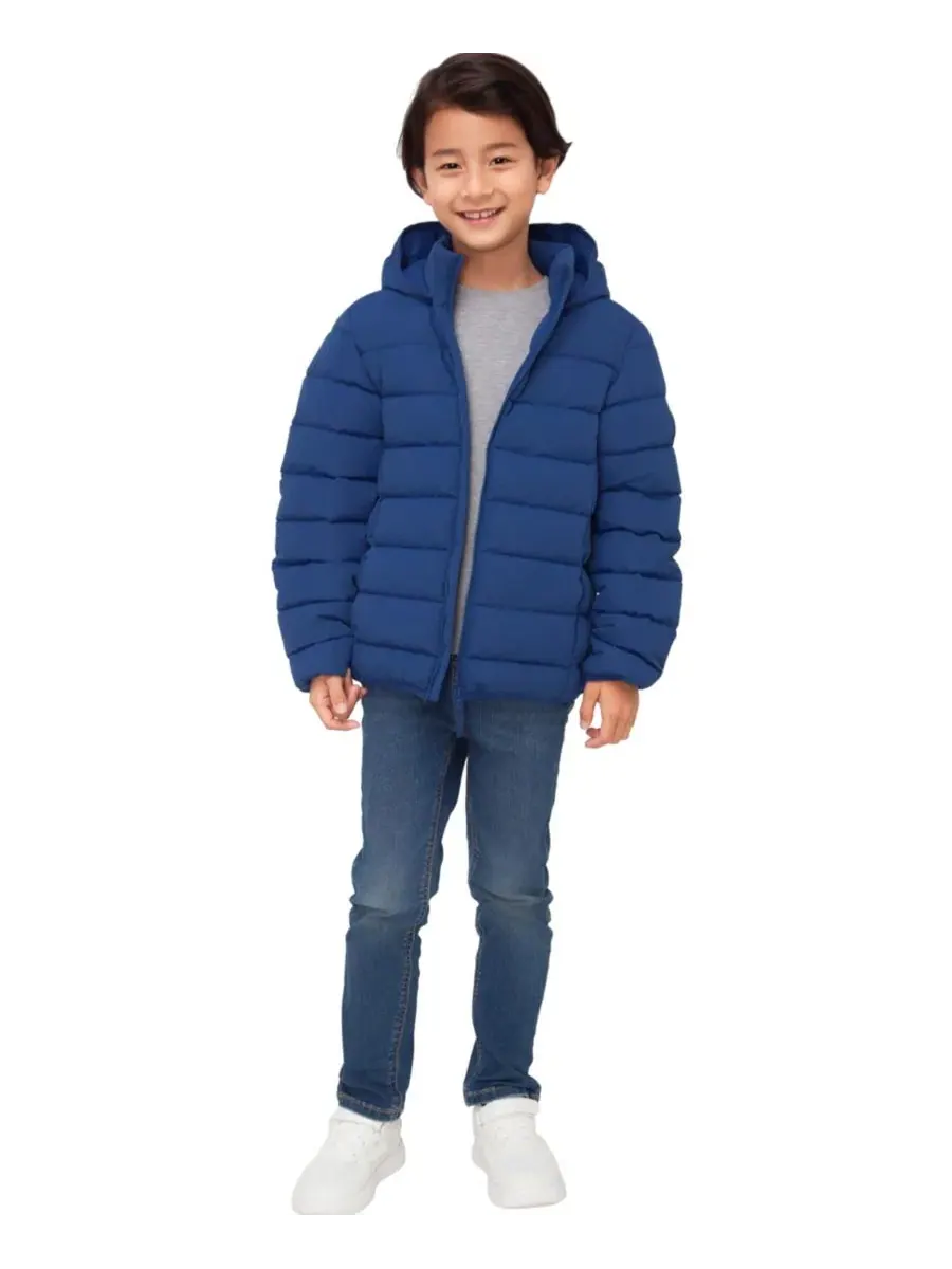 Куртка-пуховик с капюшоном Hudson Lightweight Hooded Puffer Jacket Rokka&Rolla — изображение 6 из 11, синий