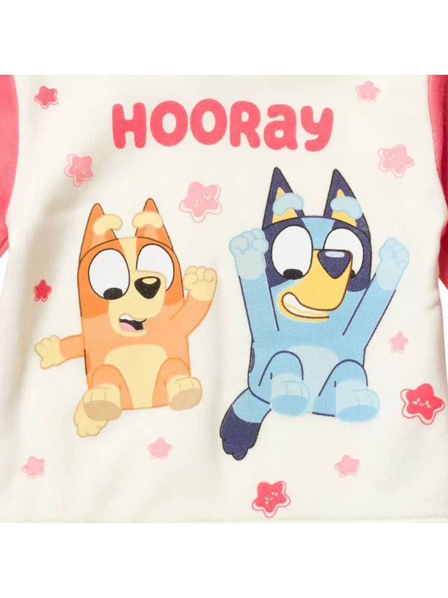 Комплект одежды для девочек: толстовка с капюшоном и флисовые штаны Bluey — изображение 5 из 6, розовый/белый