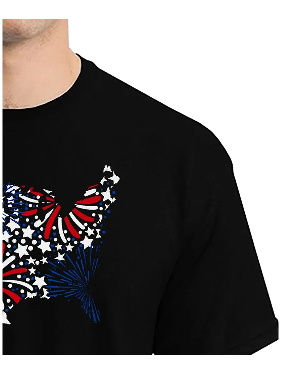 Футболка с принтом USA Fireworks and Stars LA Pop Art — изображение 2 из 4, черный