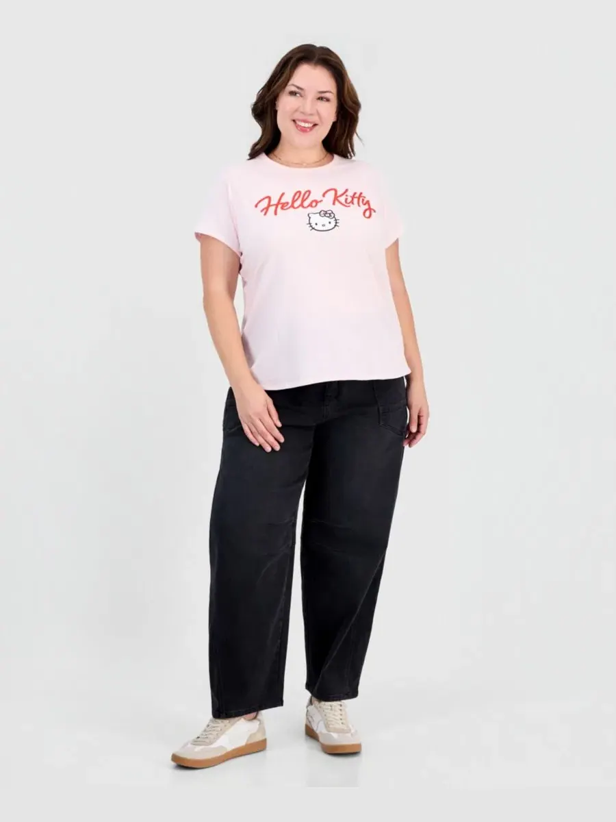 Футболка с принтом Hello Kitty Plus Size Love Tribe — изображение 2 из 4, розовый