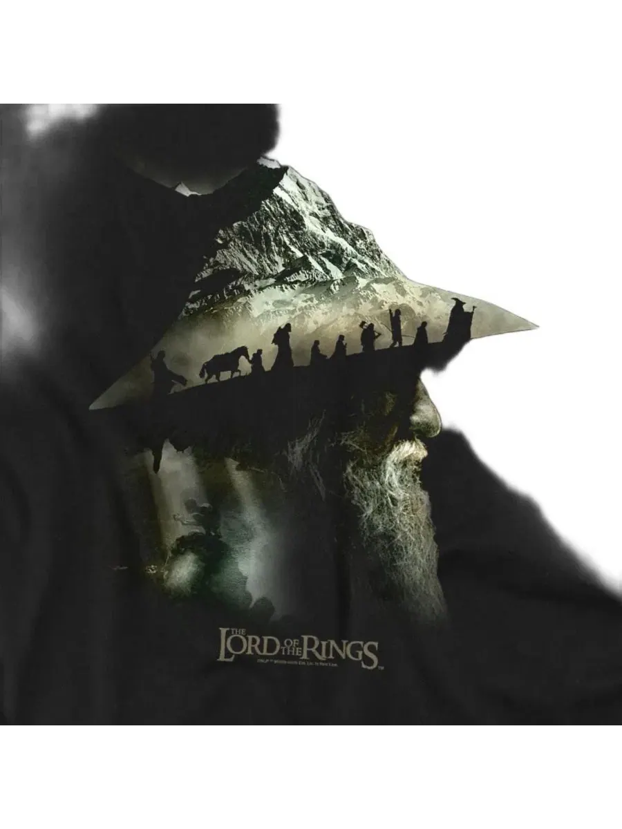 Футболка с длинным рукавом с принтом Gandalf Fellowship Mountains Lord Of The Rings — изображение 3 из 3, черный