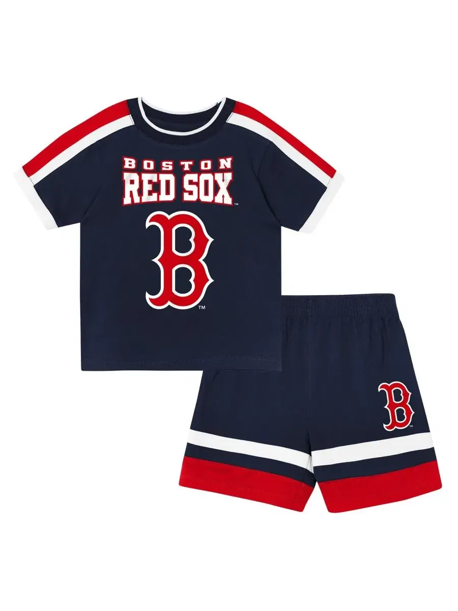 Комплект футболки и шорт из хлопка с принтом Boston Red Sox Ground Ball Outerstuff — изображение 1 из 5, темно-синий