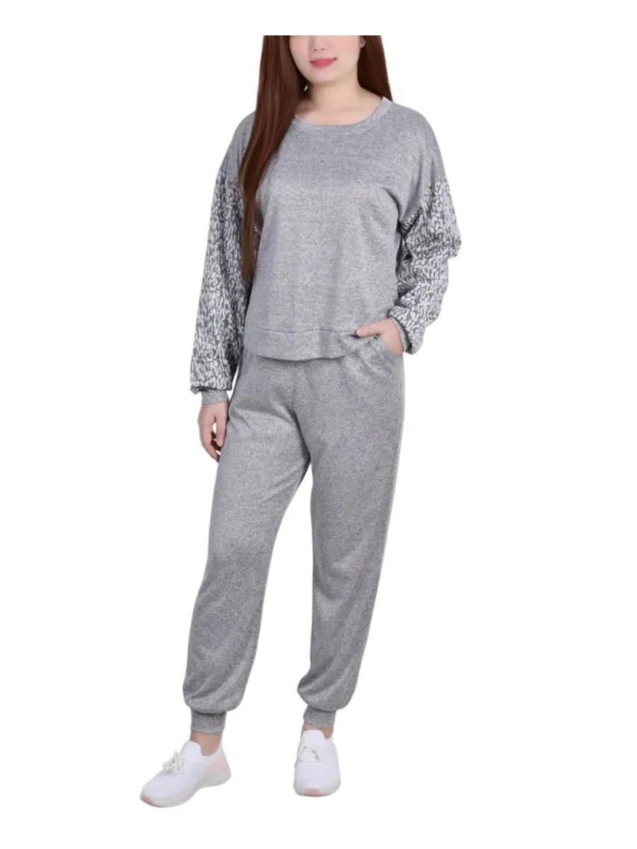Женский топ с длинными рукавами и брюки NY Collection — изображение 1 из 4, серый