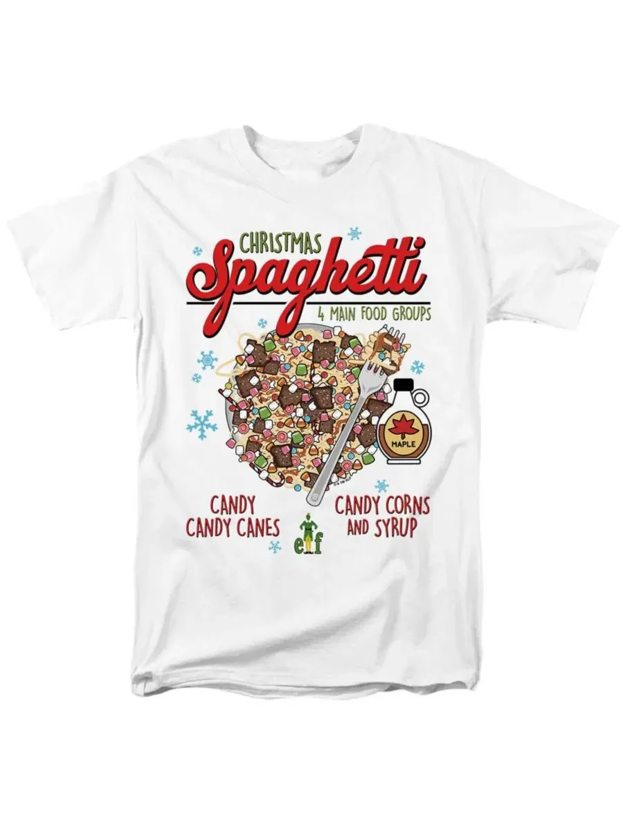 Футболка с принтом Christmas Spaghetti Elf — изображение 1 из 5, белый