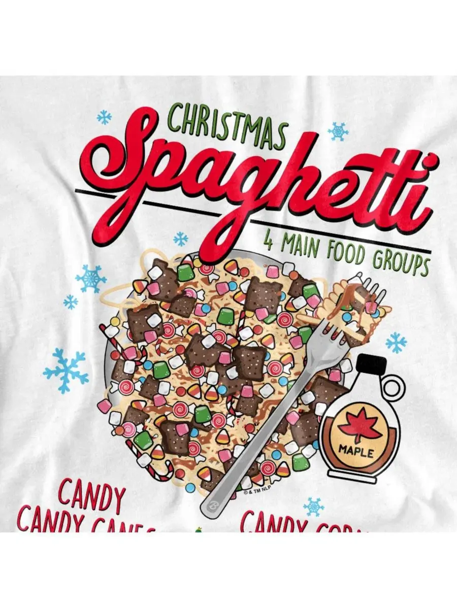 Футболка с принтом Christmas Spaghetti Elf — изображение 2 из 5, белый