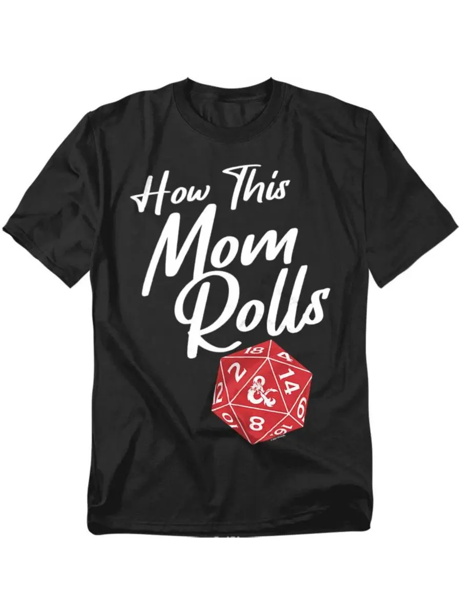 Футболка с принтом How This Mom Rolls Dungeons & Dragons D&D — изображение 1 из 3, черный