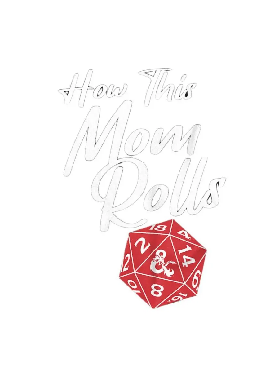 Футболка с принтом How This Mom Rolls Dungeons & Dragons D&D — изображение 3 из 3, черный