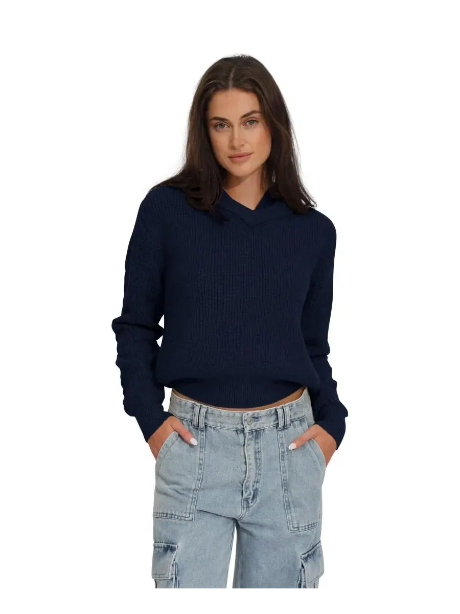 Женский свитшот с капюшоном On the Run Knitted Hoodie Belle & Bloom — изображение 1 из 6, темно-синий