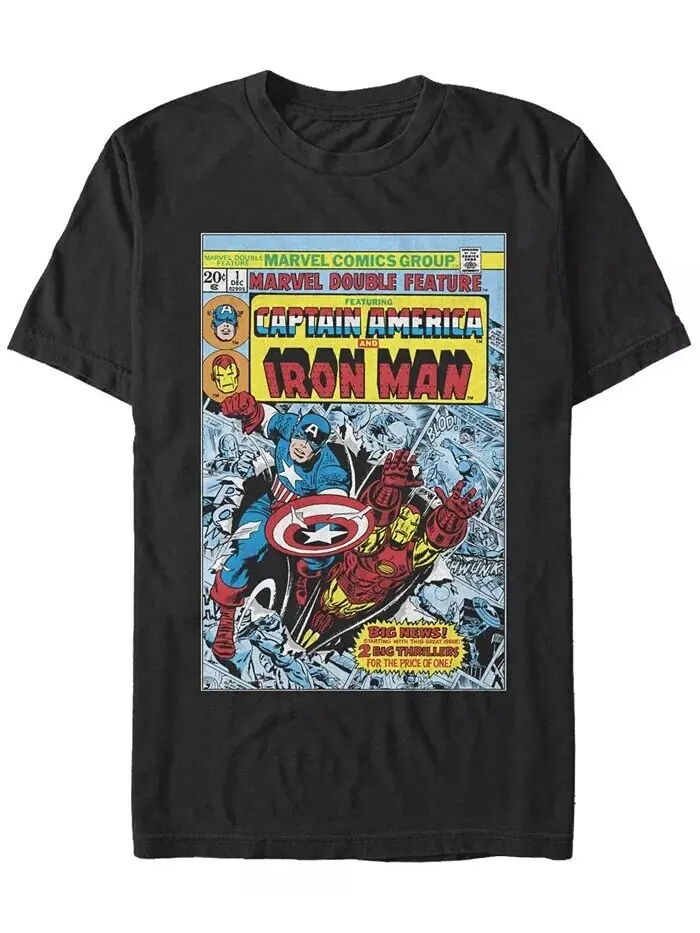 Мужская футболка с короткими рукавами Marvel Captain Iron Man Fifth Sun — изображение 1 из 1, черный