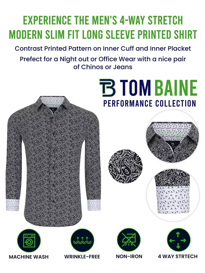 Мужская классическая рубашка Performance Solid Button Down приталенного кроя Tom Baine — изображение 2 из 7, черный