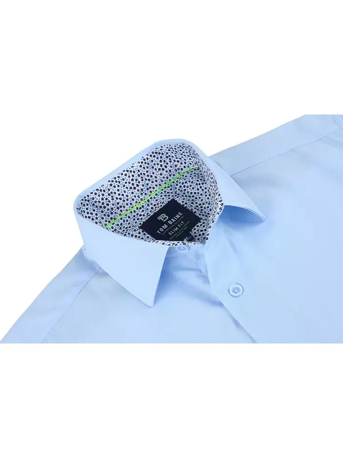 Мужская классическая рубашка Performance Solid Button Down приталенного кроя Tom Baine — изображение 3 из 7, синий
