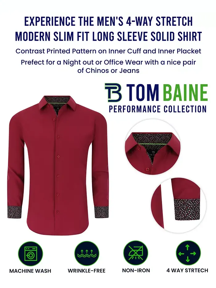 Мужская классическая рубашка Performance Solid Button Down приталенного кроя Tom Baine — изображение 4 из 8, розовый