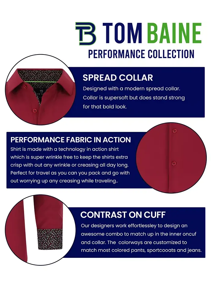 Мужская классическая рубашка Performance Solid Button Down приталенного кроя Tom Baine — изображение 5 из 8, розовый