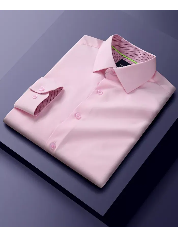 Мужская классическая рубашка Performance Solid Button Down приталенного кроя Tom Baine — изображение 8 из 8, розовый