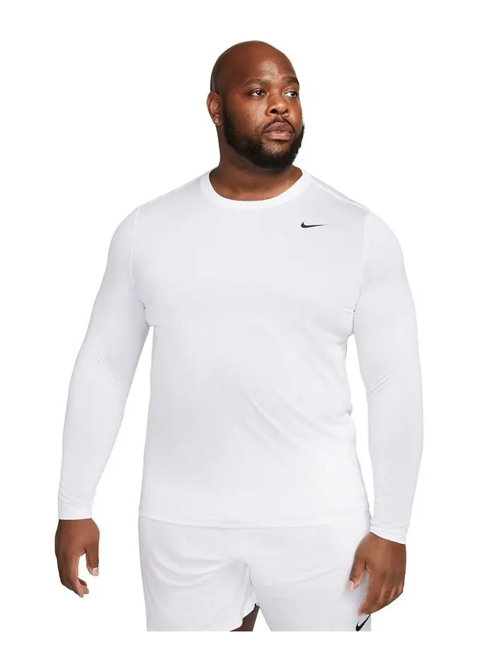 Мужская футболка для фитнеса свободного кроя с длинными рукавами Nike — изображение 1 из 4, белый/черный