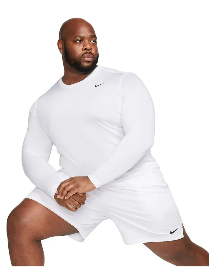 Мужская футболка для фитнеса свободного кроя с длинными рукавами Nike — изображение 4 из 4, белый/черный
