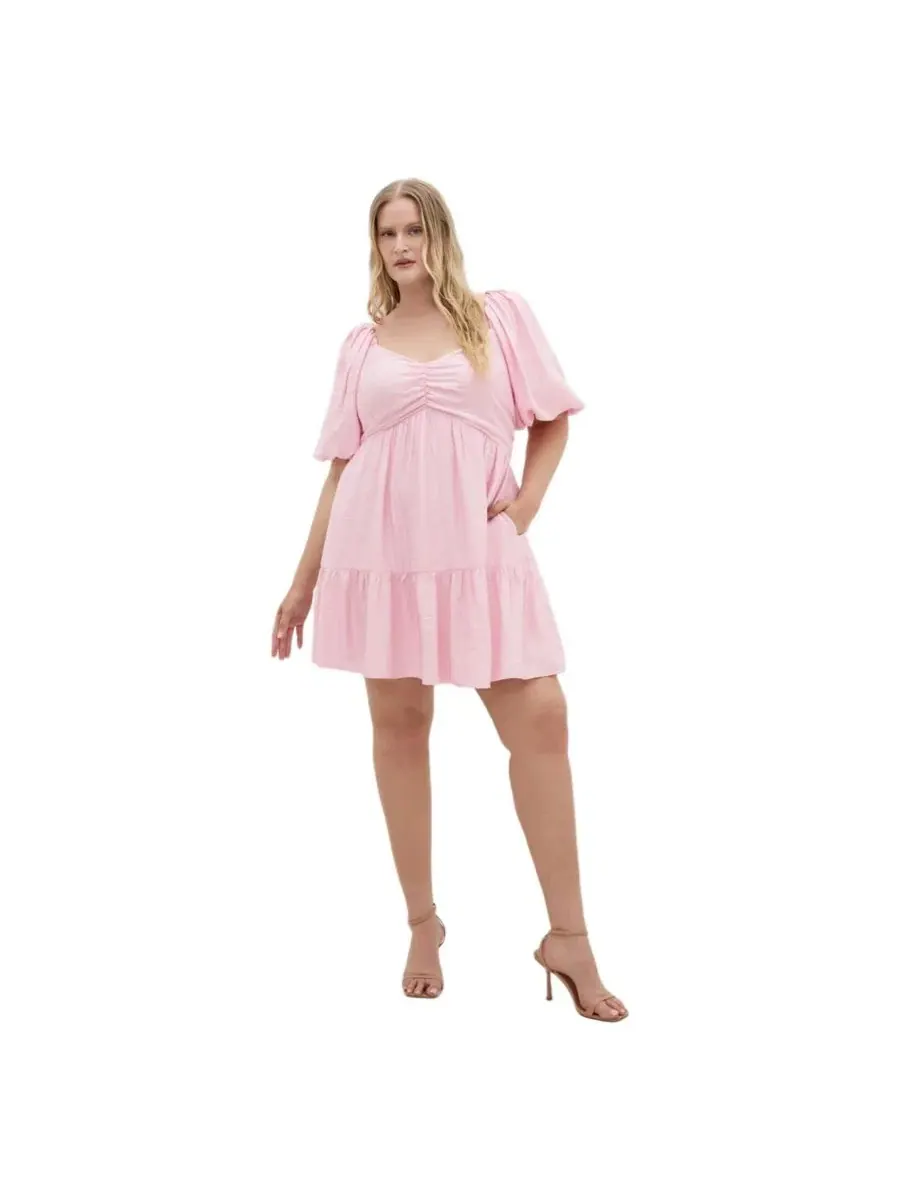 Женское мини-платье Mindy Babydoll больших размеров CITY CHIC — изображение 1 из 5, розовый