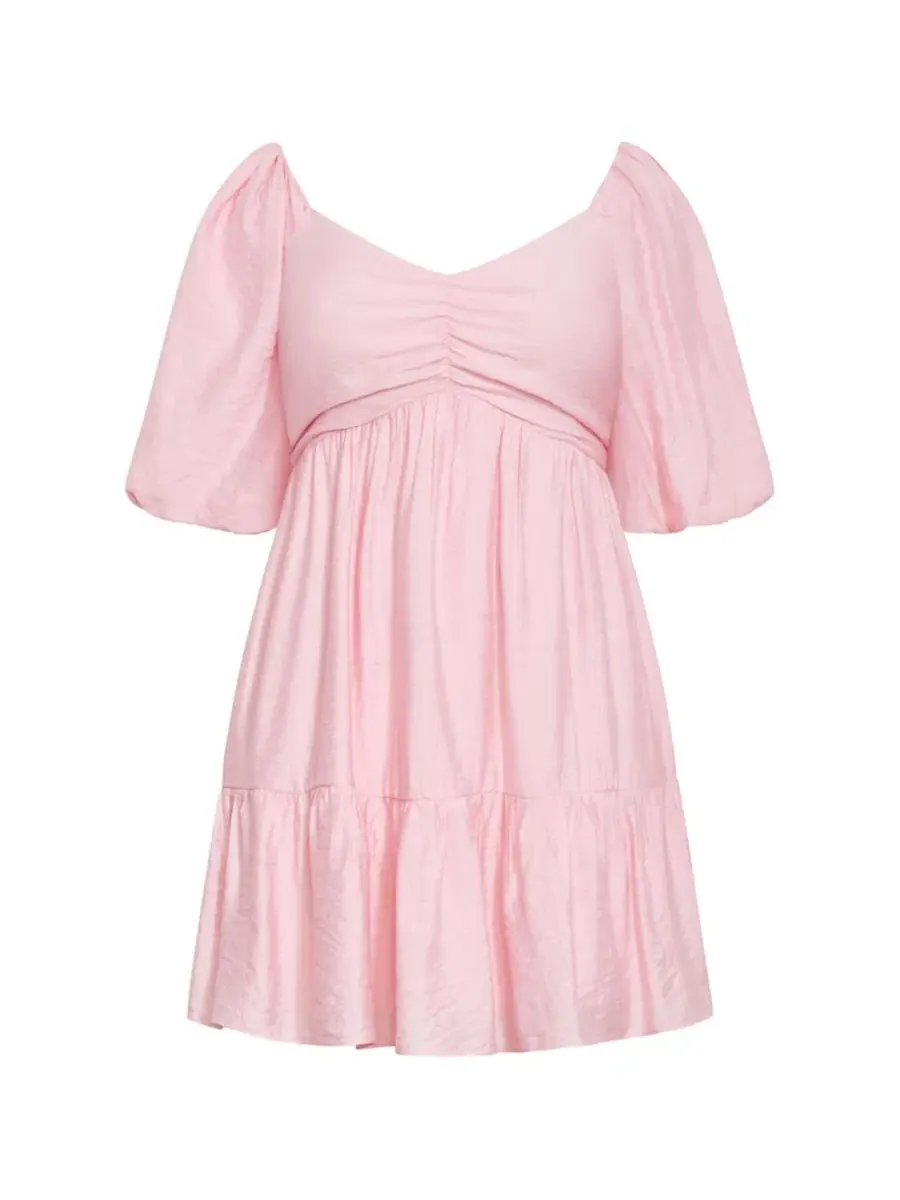 Женское мини-платье Mindy Babydoll больших размеров CITY CHIC — изображение 4 из 5, розовый