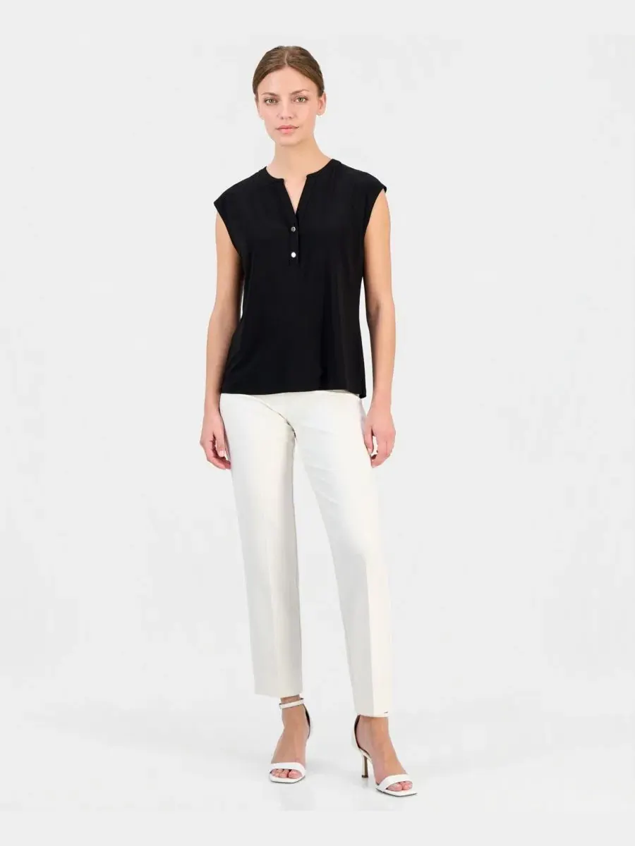 Короткий топ с коротким рукавом для невысоких девушек Anne Klein Essentials — изображение 3 из 4, черный