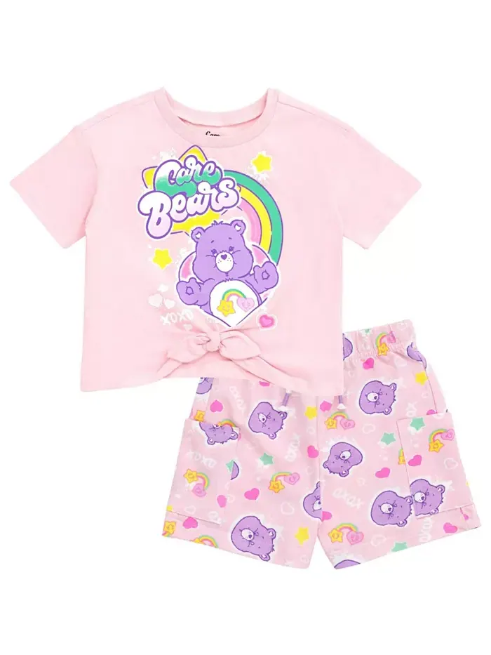 Комплект одежды для девочек: футболка Best Friend Bear и шорты из френч-терри Care Bears — изображение 1 из 5