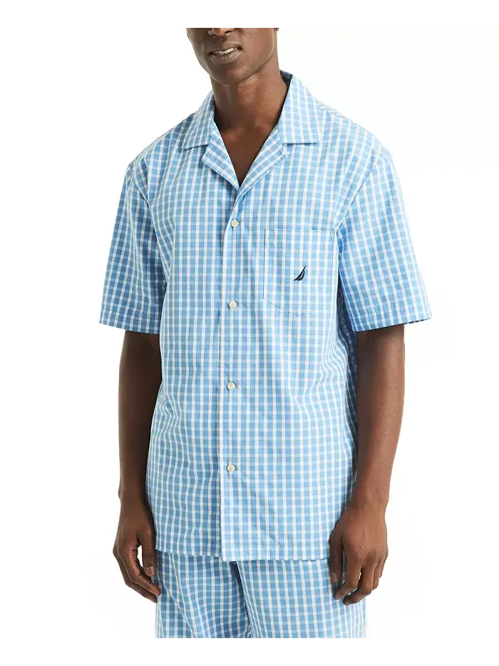 Мужская пижамная рубашка Crafted Plaid Camp Sleep Nautica — изображение 1 из 4, синий