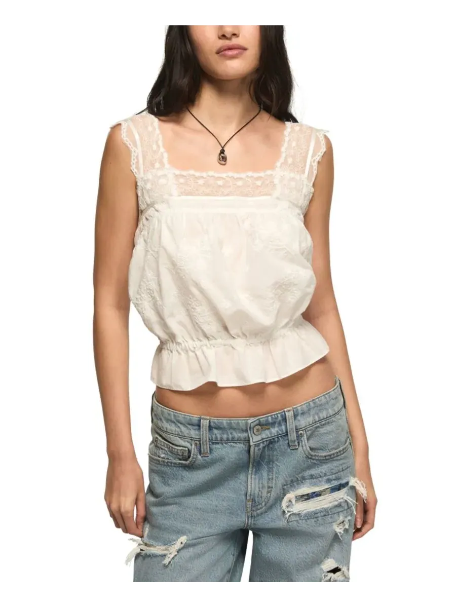 Женская майка с вышивкой и квадратным вырезом Lucky Brand