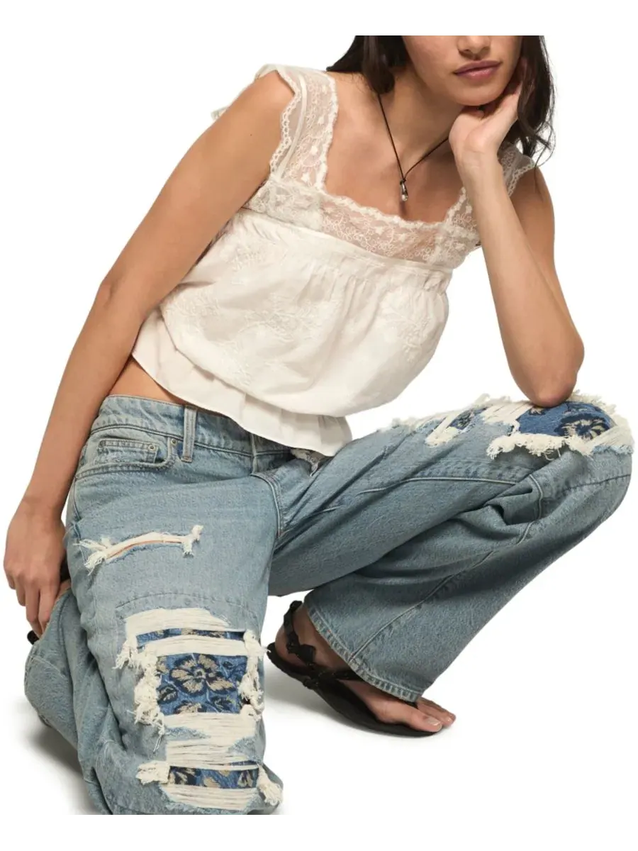 Женская майка с вышивкой и квадратным вырезом Lucky Brand — изображение 4 из 5, белый
