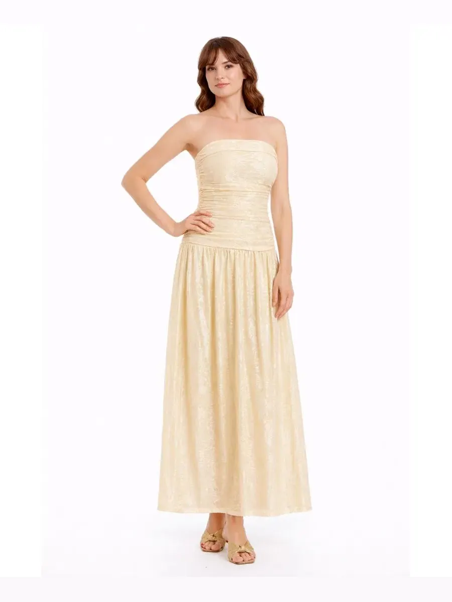 Женское макси-платье без бретелей Natasha из жаккарда Jewel Badgley Mischka — изображение 1 из 3, подсолнечный