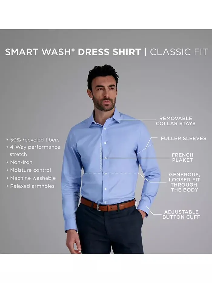 Рубашка классического кроя Smart Wash для мужчин больших и высоких размеров Haggar — изображение 10 из 11