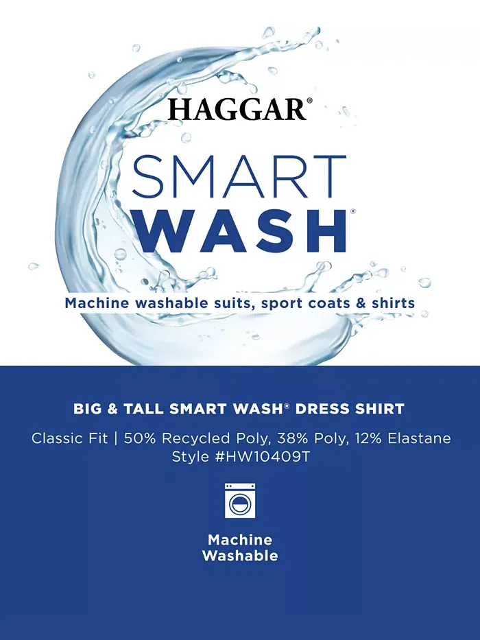 Рубашка Smart Wash Classic Fit для мужчин больших и высоких размеров Haggar — изображение 7 из 7, синий