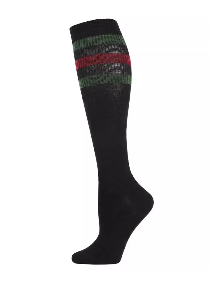 Женские носки Mod Stripe выше колена MeMoi — изображение 1 из 1, черный